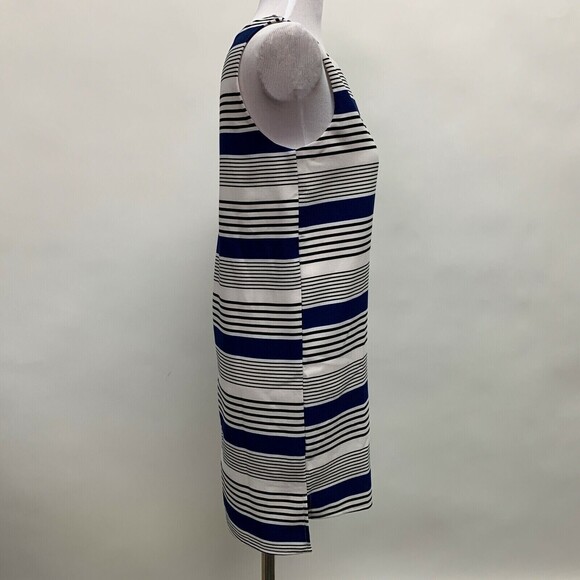 Sans Souci Women's Top Small Striped Multicolor Blue White Black Sleeveless - Picture 5 of 7